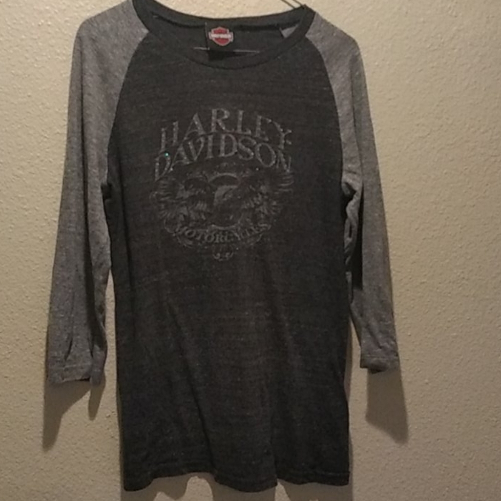 Women xl blk/gry 3/4 sleeve Harley Davidson shirt